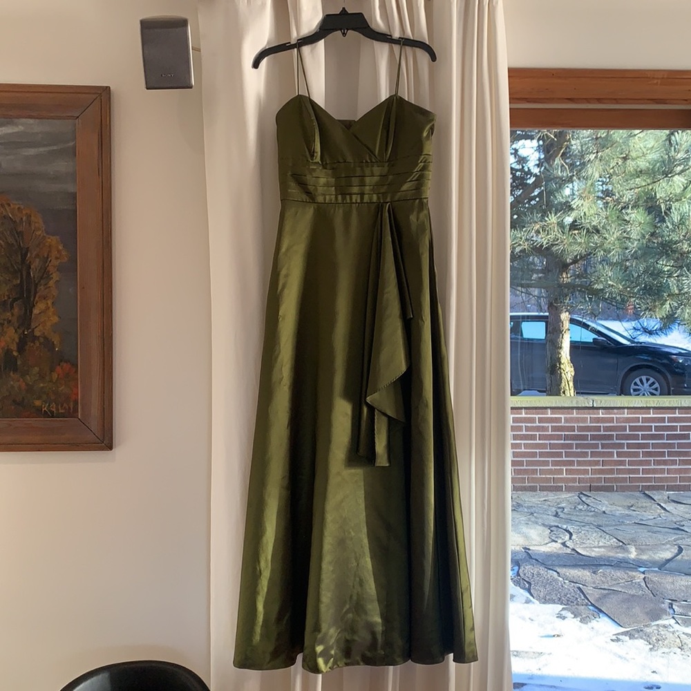 Alfred Angelo Green Floor Length Taffeta Evening Gown Size 8 - Picture 3 of 16